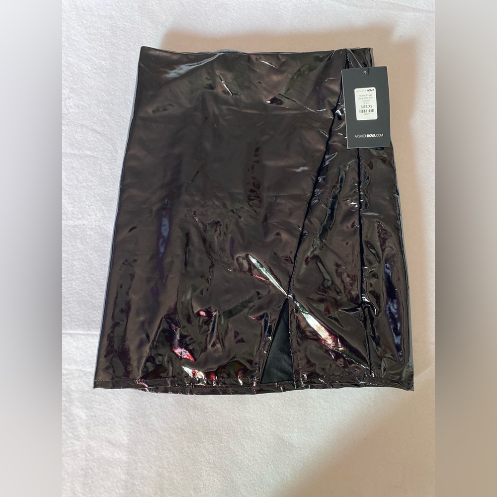 Black Asymmetrical Pencil Skirt with Slit, Size XS NWT